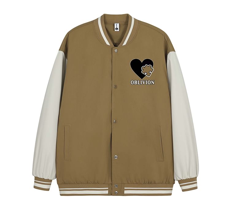 CHIC ERRO - Baseballjack met puzzelprint en knoopjes