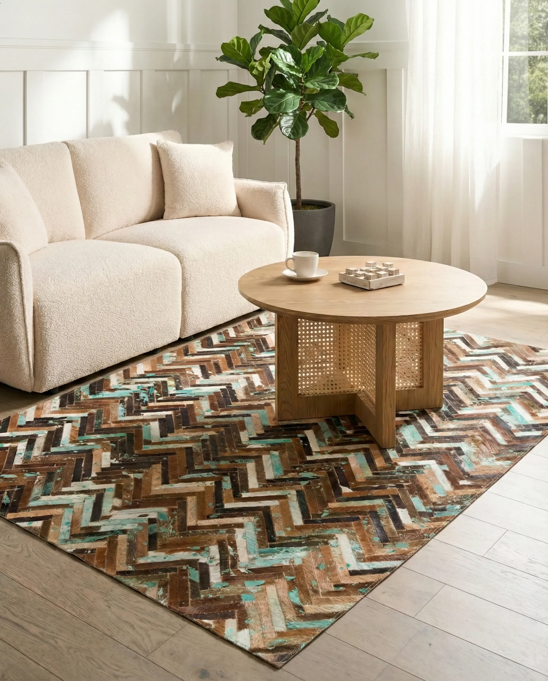 Vloerkleed AMASYA Bruin 160 x 230 cm Leer