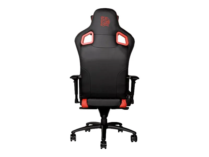 Ttesports GT-Fit 100 - Stol - armstøtter - T-formet - drejeled - aluminium, PVC, stål, kunstig læder, high-density skum - sort, rød