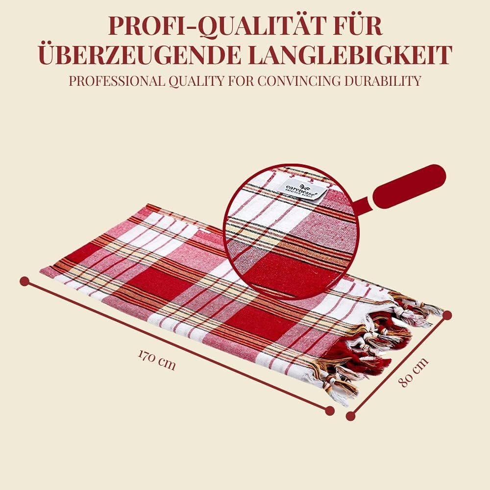 Carenesse Hamamtuch Classic Doppelpack Karo rot, 80 x 170 cm
