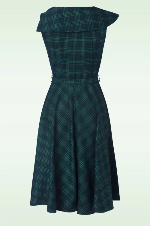 Vixen Mira plaid swing jurk in smaragdgroen