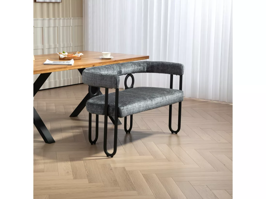 Haobosic - Canapé Double Moderne en Tissu Chenille Gris, Design Dossier Arrondi, Cadre Métallique Solide, 250 kg Capacité, Élégant et Confortable