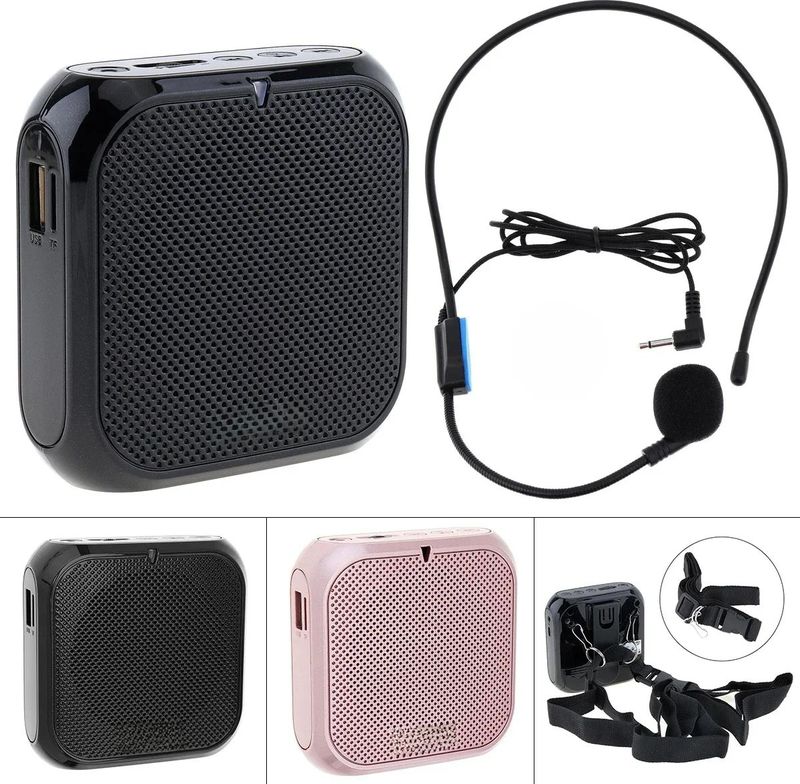 Hoofdgedragen microfoon Luidspreker Stemversterker Recorder Microfoon Luidspreker Audio Mini Bekabelde Mikrofon Mike Sound Battery Kit Headset