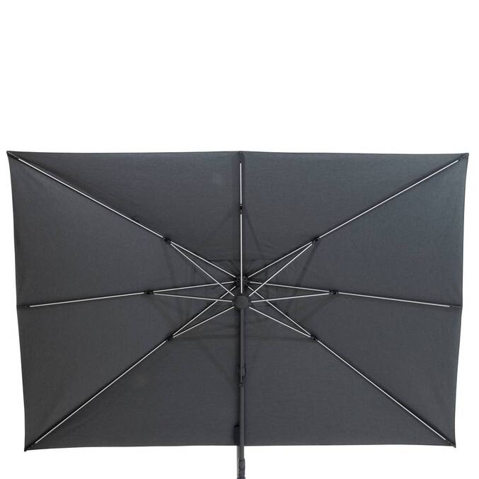Parasol déporté rectangulaire MELHIA Anthracite avec LED
