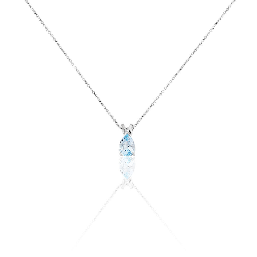 Collier Teresa Or Blanc Topaze Et Diamant