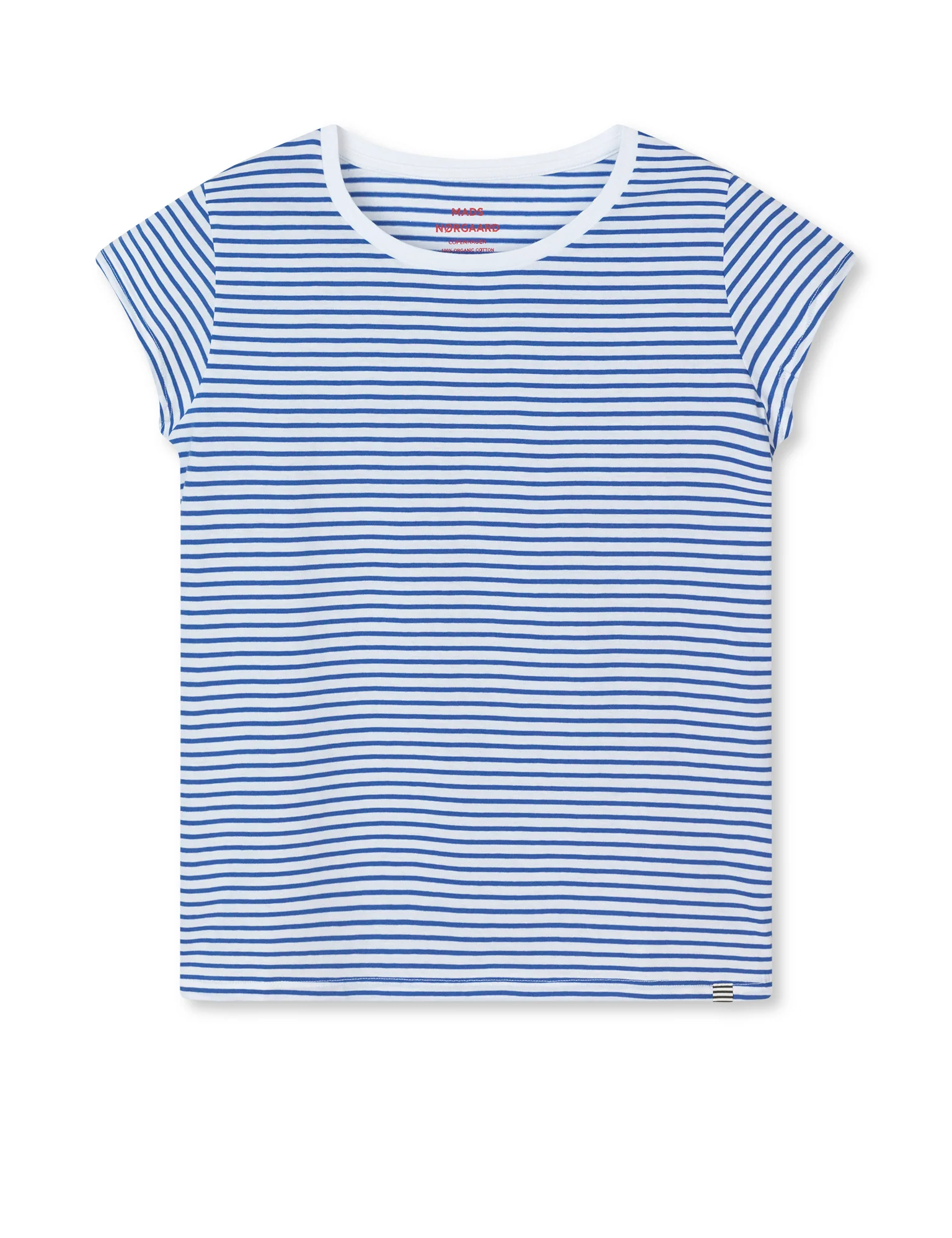 Mads Nørgaard  Organic Jersey Stripe Teasy t-shirt - Dazzling Blue/Brilliant White