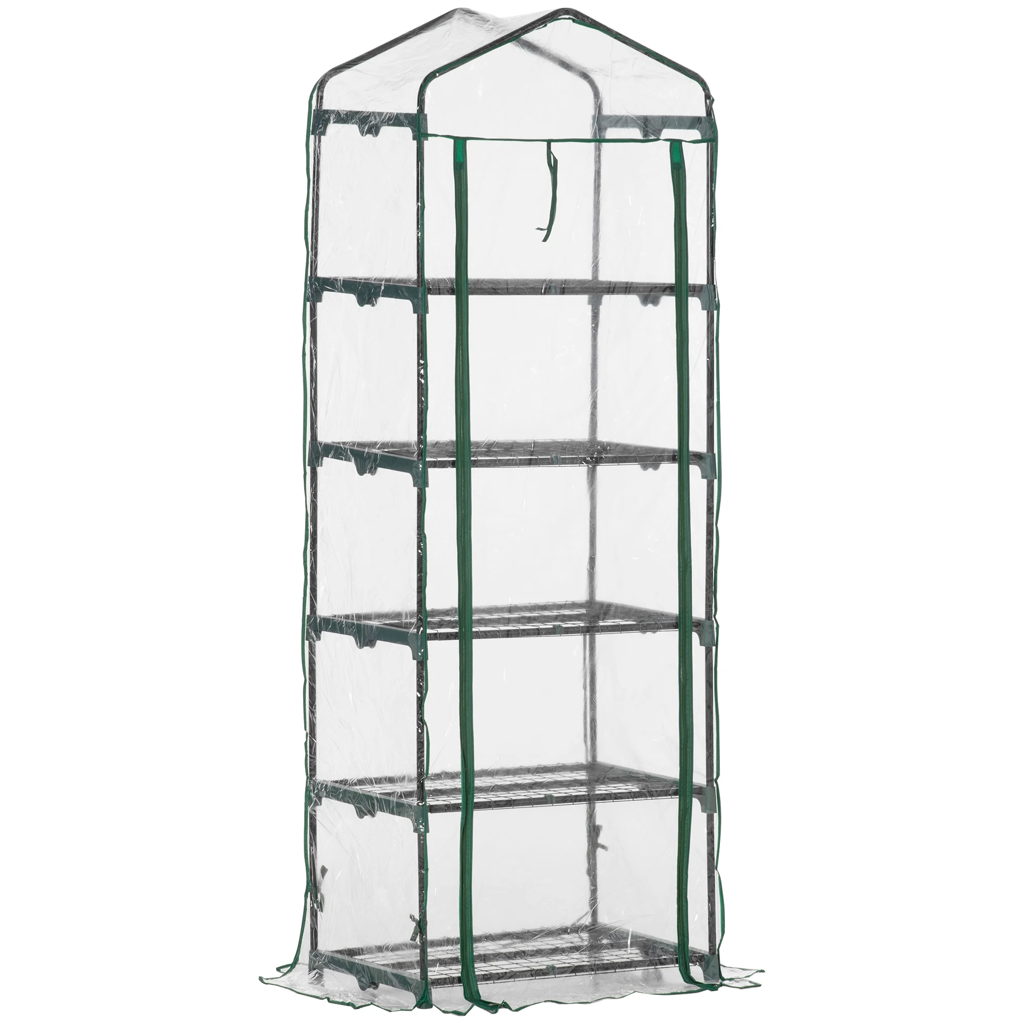 Estufa de jardim Outsunny, estufa para terraço com 5 prateleiras de arame, tipo galpão de aço, viveiro doméstico para cultivo de plantas, flores e vegetais, 69x49x193 cm, transparente