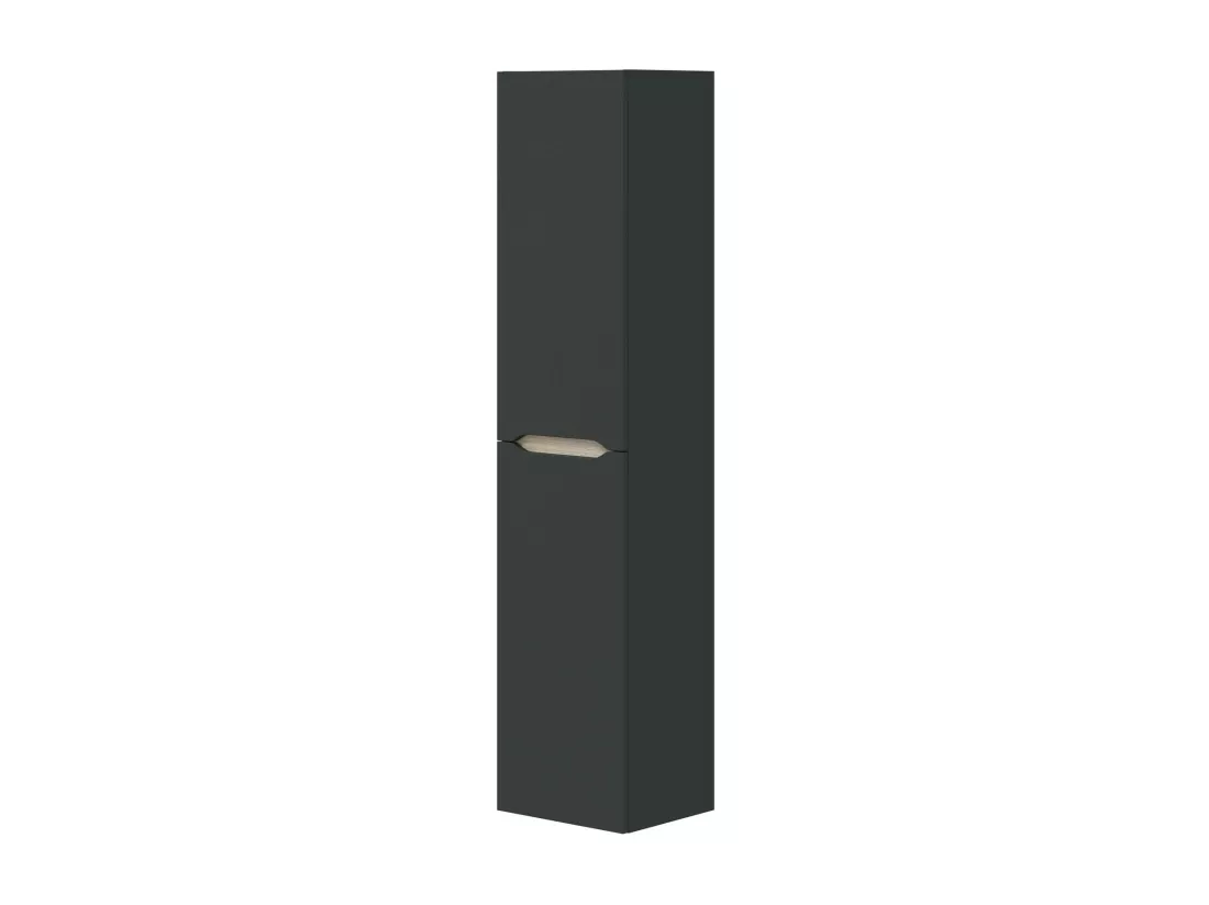 Colonne de salle de bain Dodde, Élément mural de salle de bain suspendu avec 2 portes, Armoire haute, 31x26h135 cm, Anthracite et Chêne