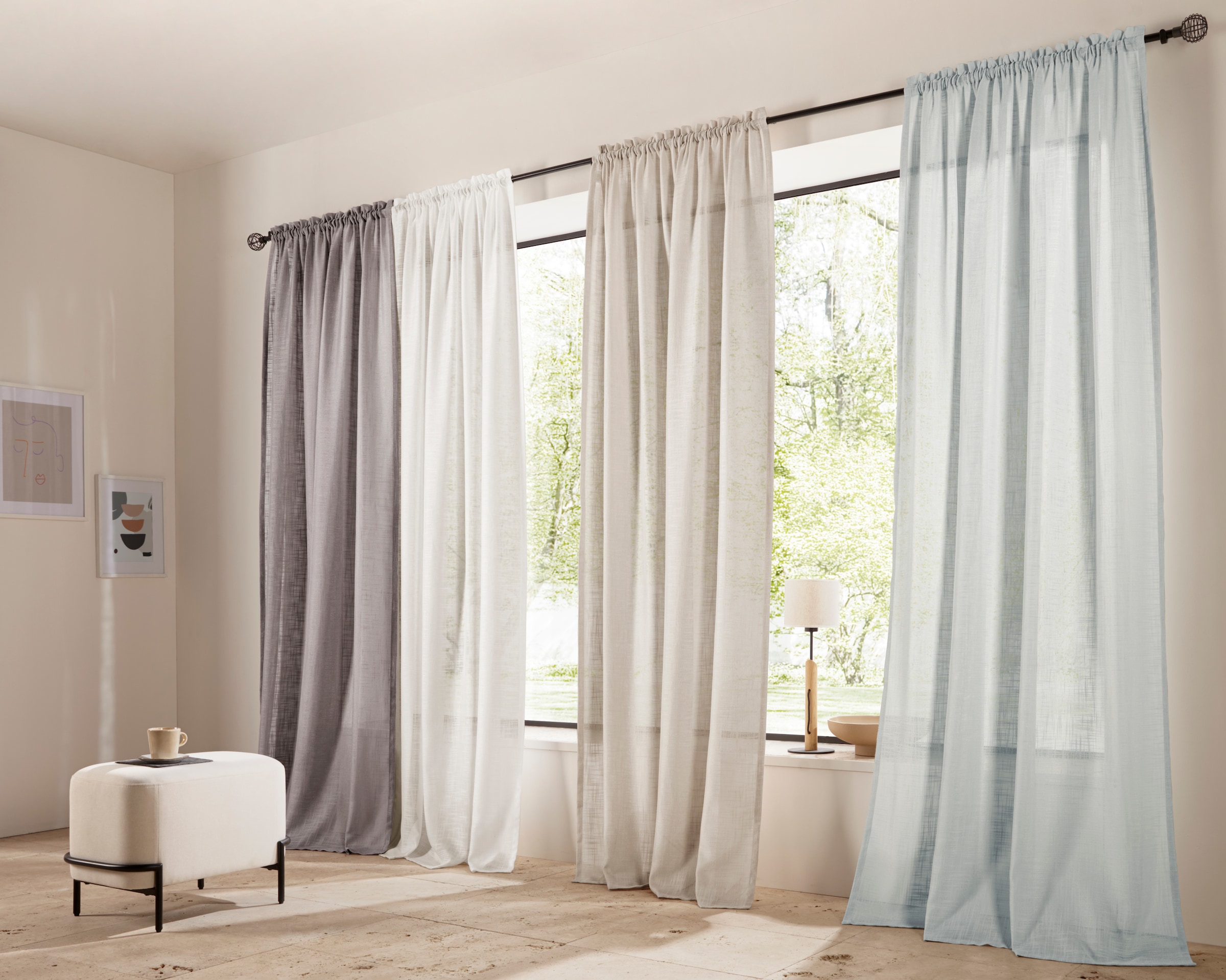 LeGer Home by Lena Gercke Gardine »Marusha« Stangendurchzug 1 Stk. tlg. 1 Schal, Leinenoptik, gewebt, verschiedene Grössen,