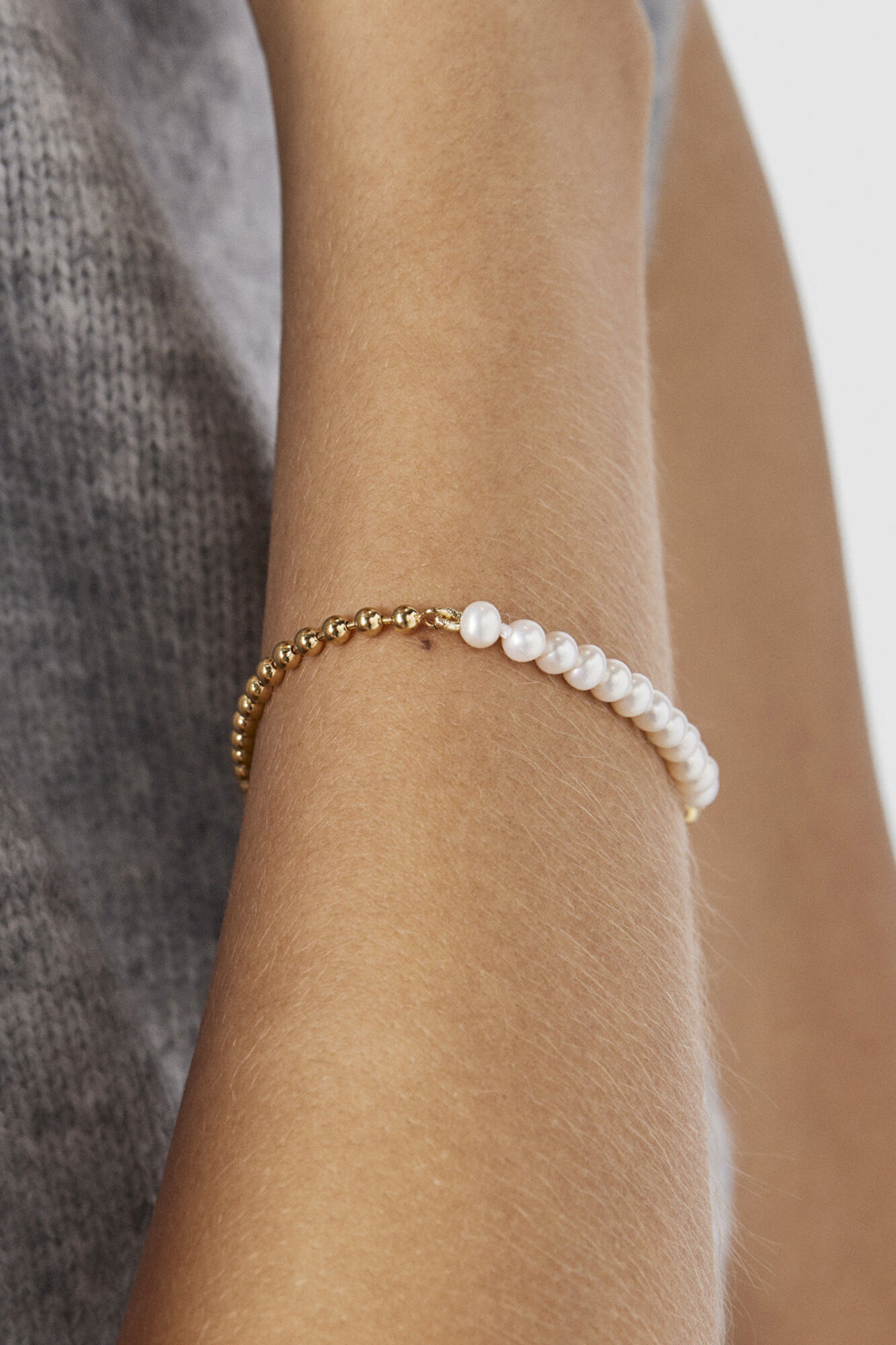 Pulseira em prata vermeil e pérola - Amarela