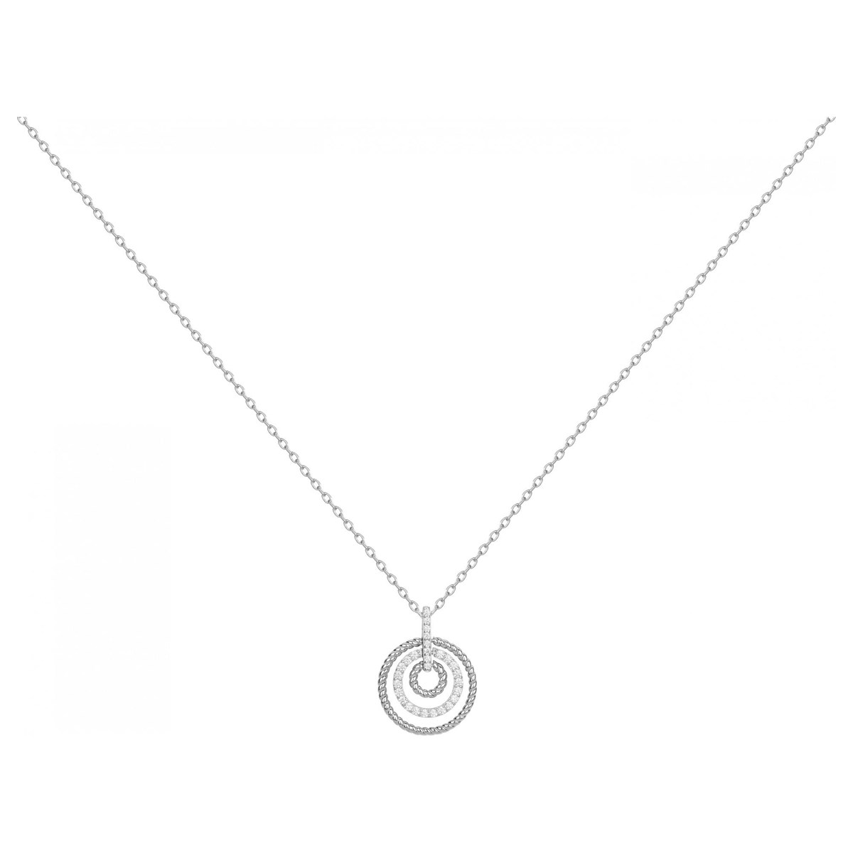 Collier mono-motif en Argent avec oxyde de zirconium blanc