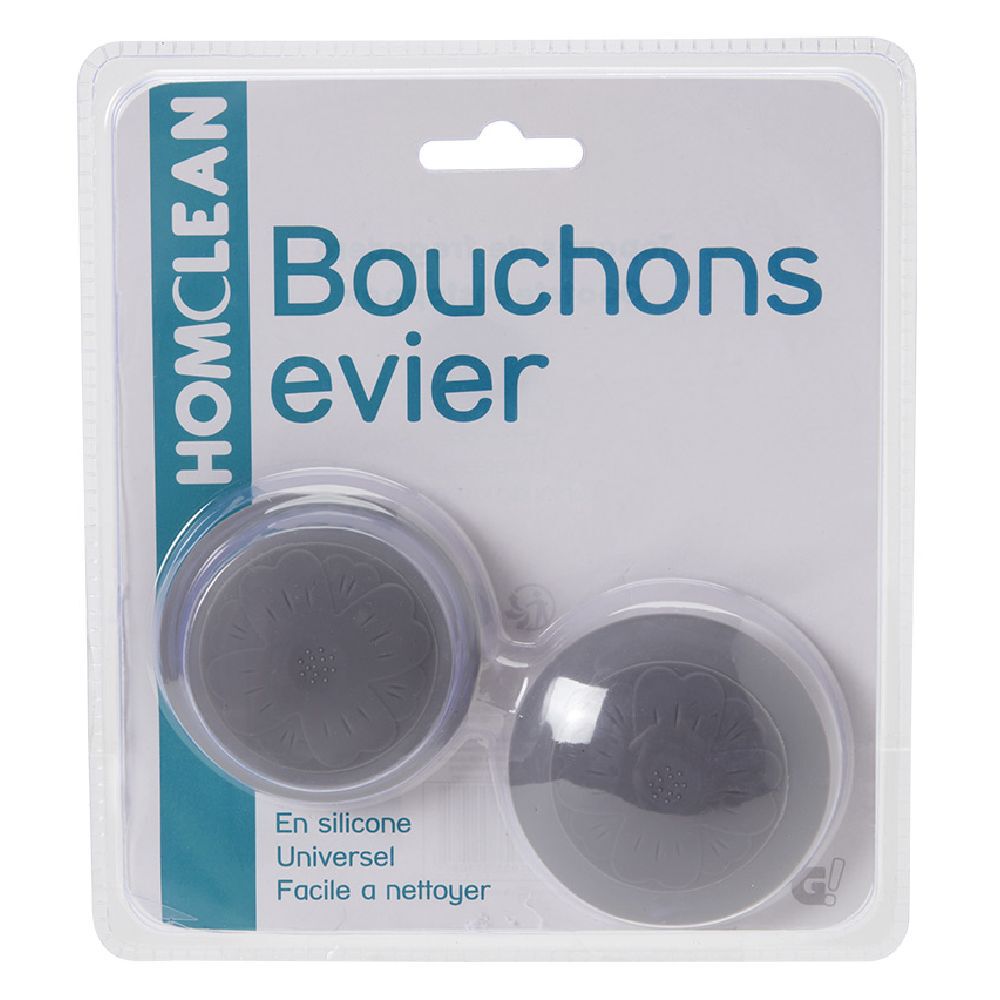 Bouchon évier silicone gris x2