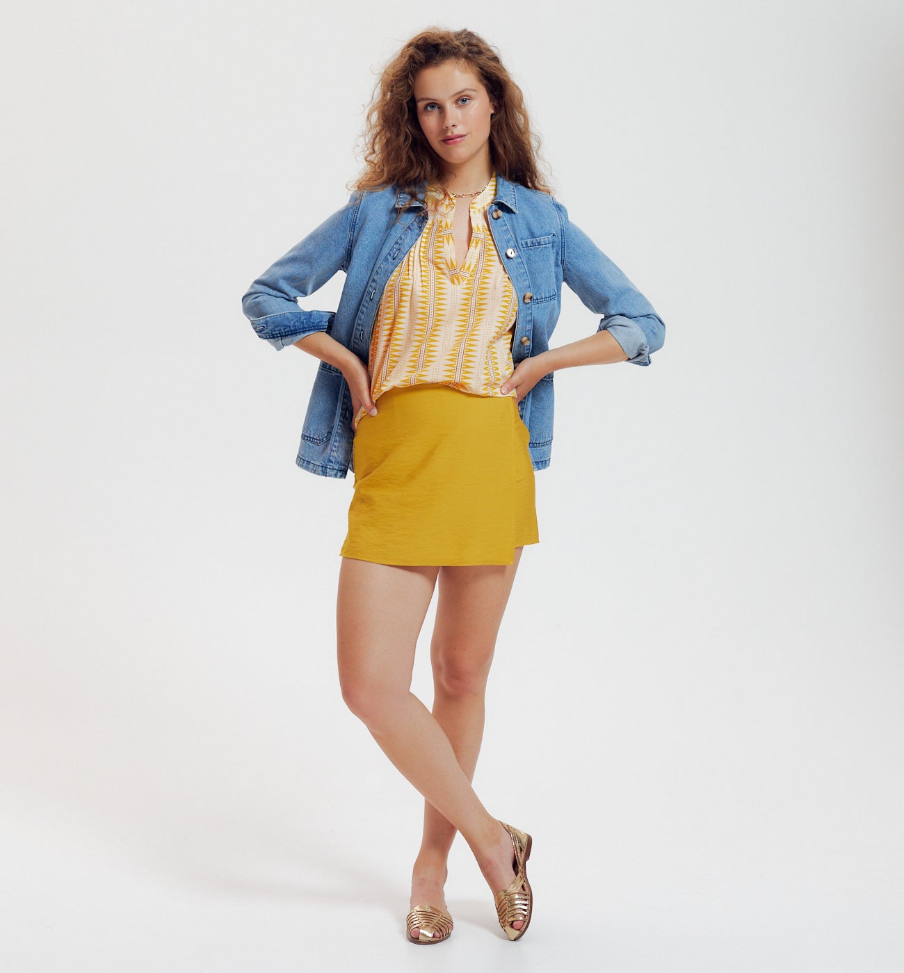 Blouse imprimée en coton - Rayures multicolores