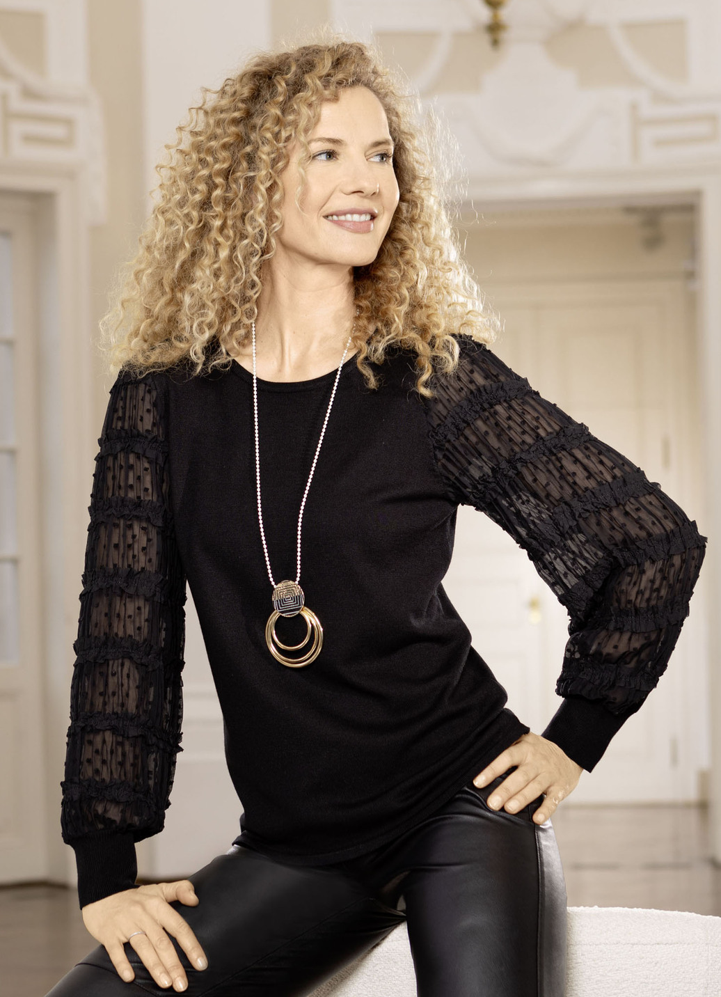 Pullover mit Chiffon-Ärmeln