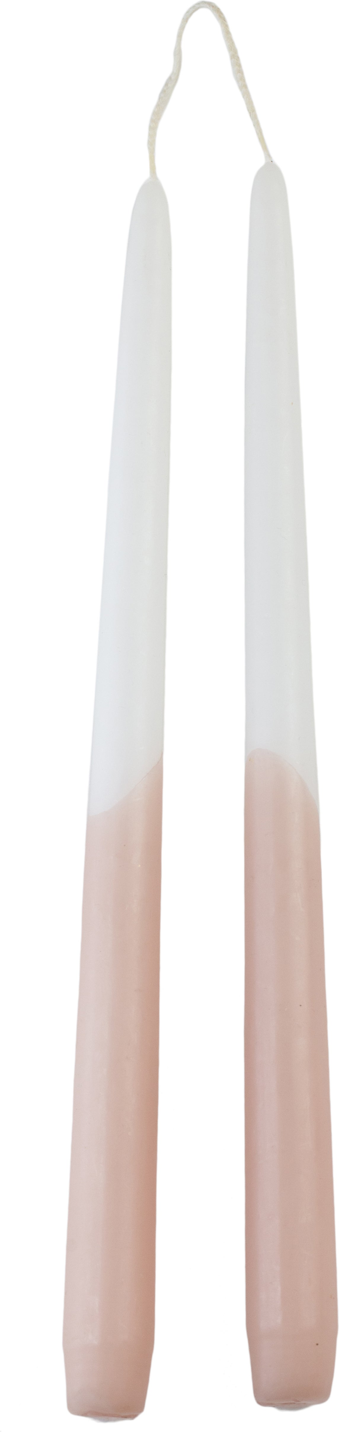 Rustik Lys dinerkaars Tweeling wit / roze 8 uur D 2,2 H 29 cm 2 stuks