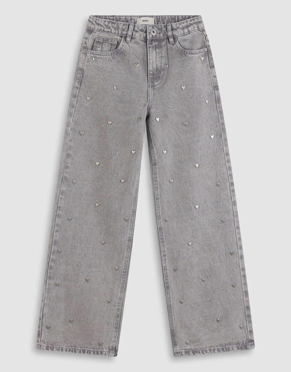 Studded Wide Leg Fit Jeans Grijs
