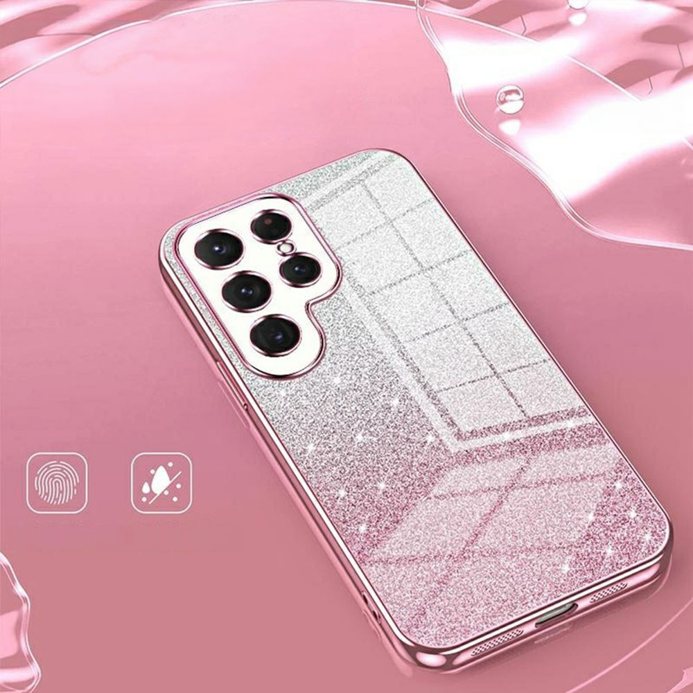Samsung Galaxy S25 Ultra Gummi Case Schutzhülle im Glitzer Design - Blau / Silber
