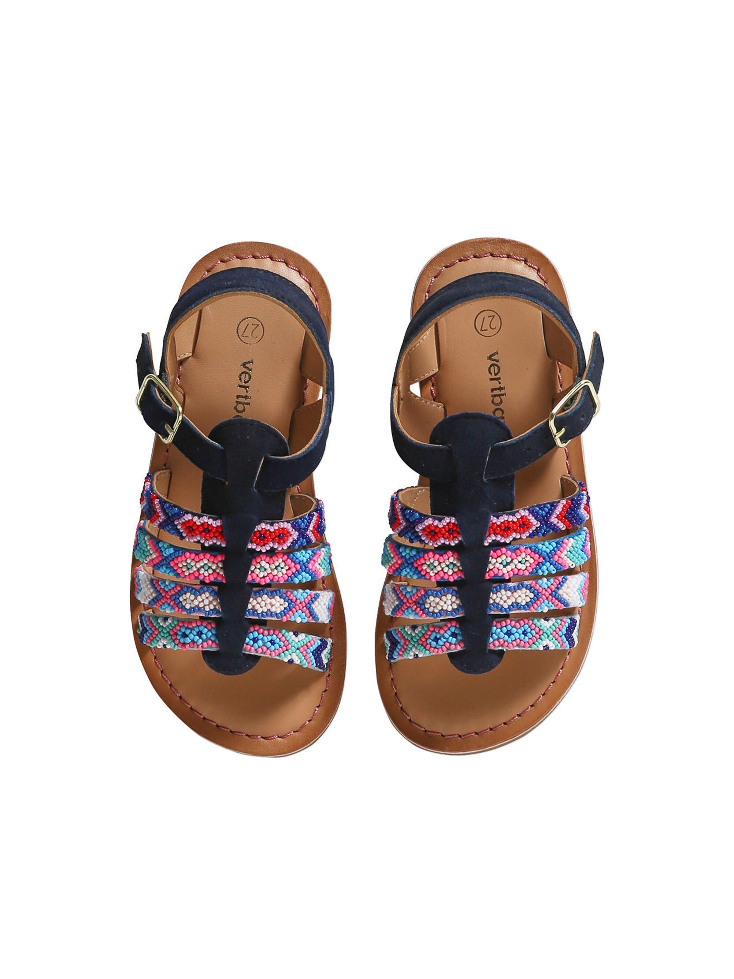 Vertbaudet Mädchen Sandalen mit Perlen set blau