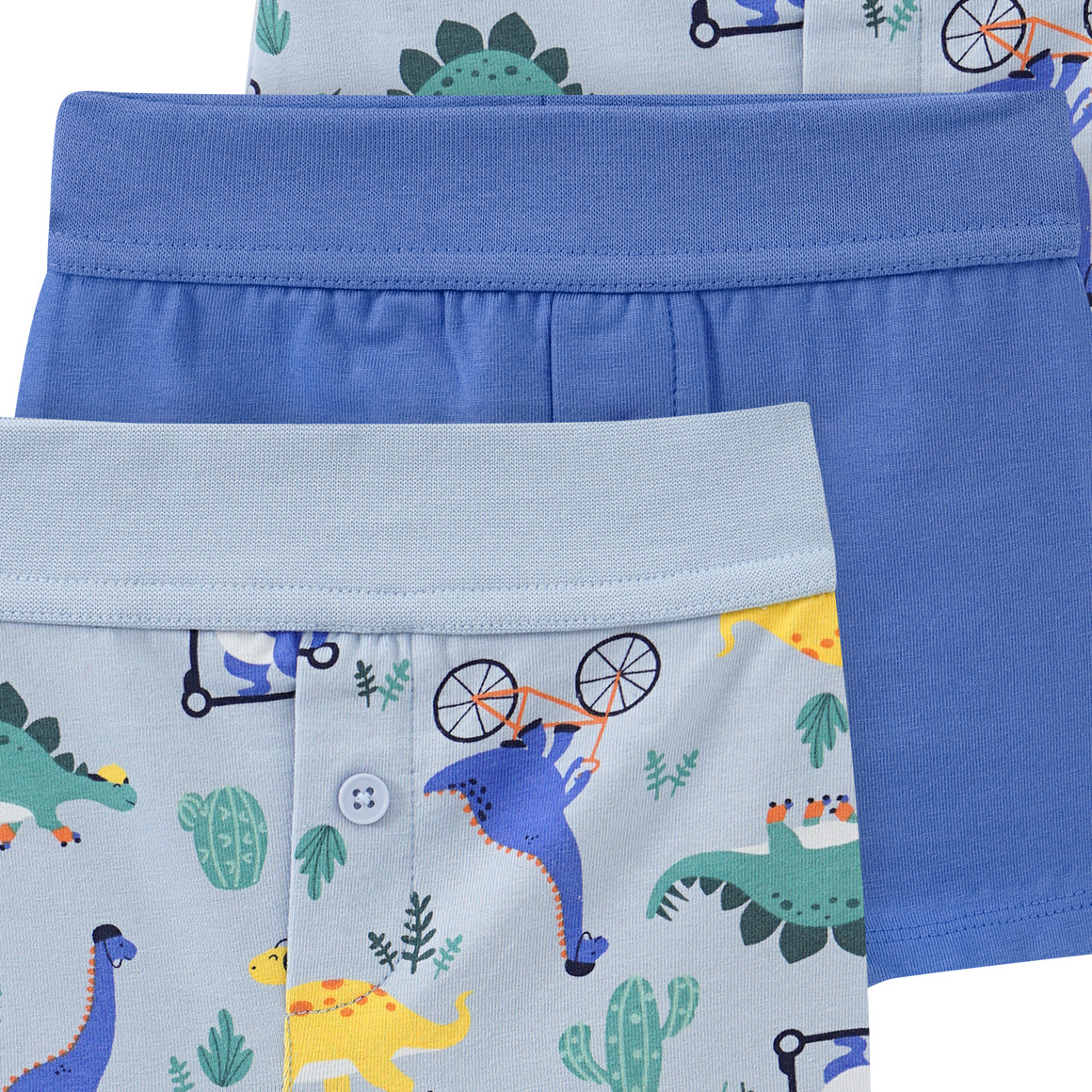 Topomini 3 Baby Boxer mit Dino-Motiven hellblau / blau