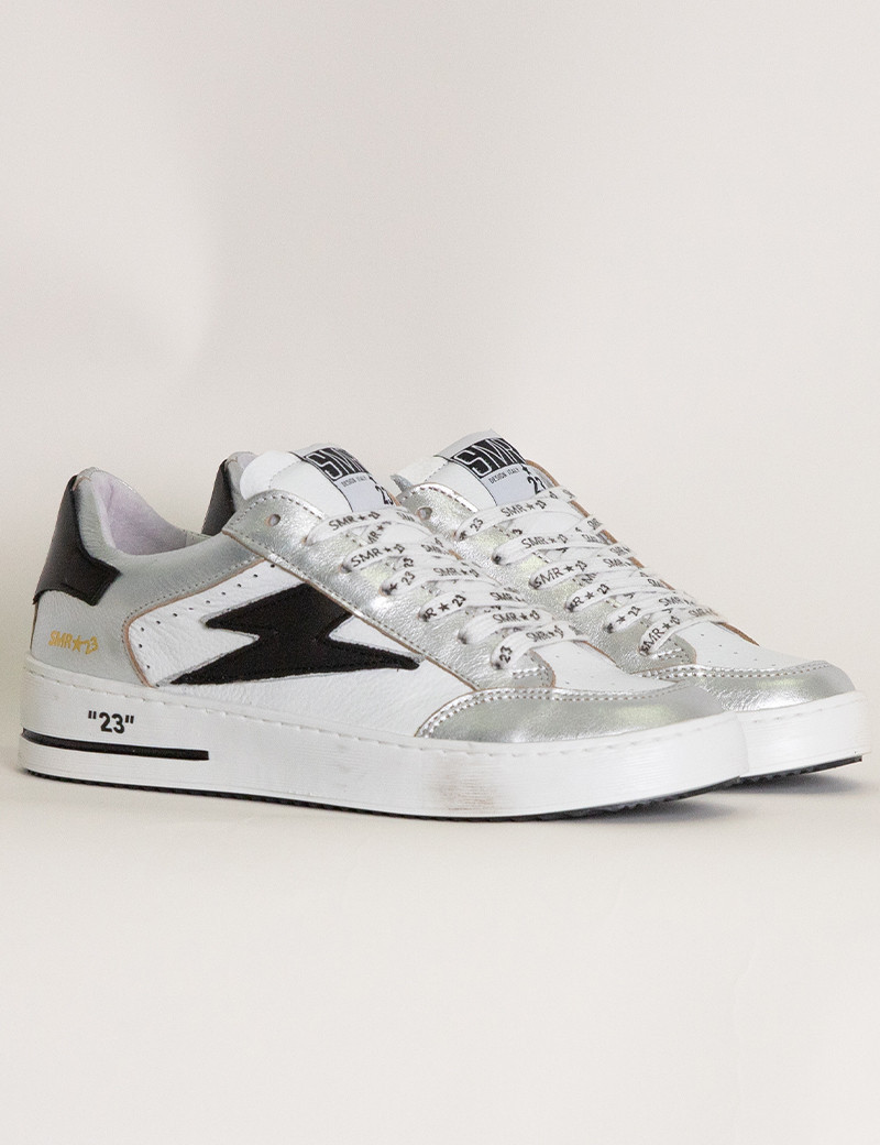 SEMERDJIAN BASKETS NOUBAR BASSES CUIR ARGENT CUIR BLANC 10497