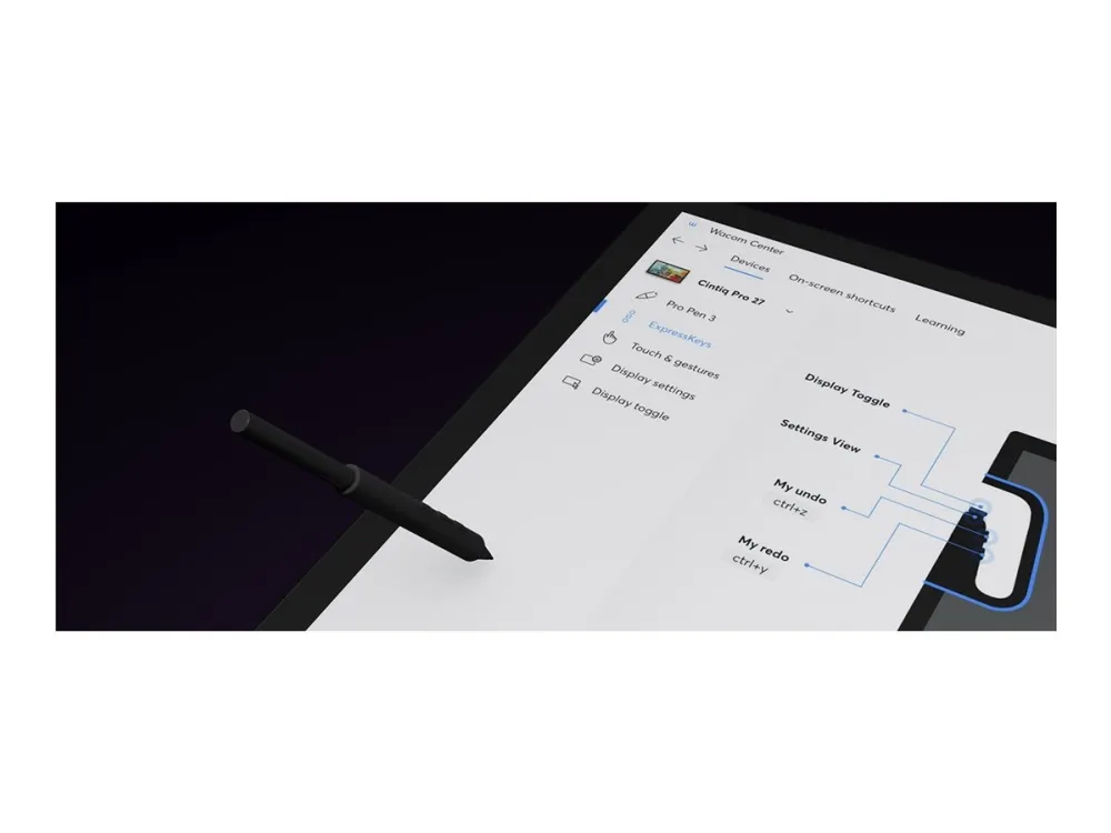 Wacom Cintiq Pro 22 - Digitizer m/ LCD-skærm - 47.6 x 26.8 cm - multi-touch - elektromagnetisk - 8 knapper - kablet - USB-C, HDMI, DisplayPort