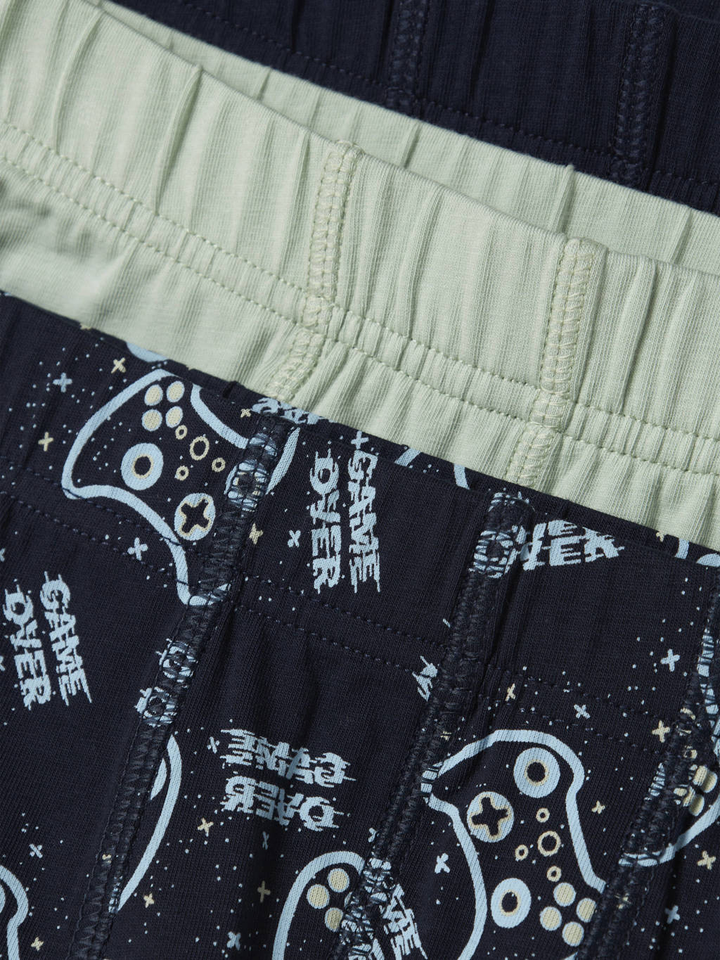 boxershort Game - set van 3 donkerblauw/zachtgroen