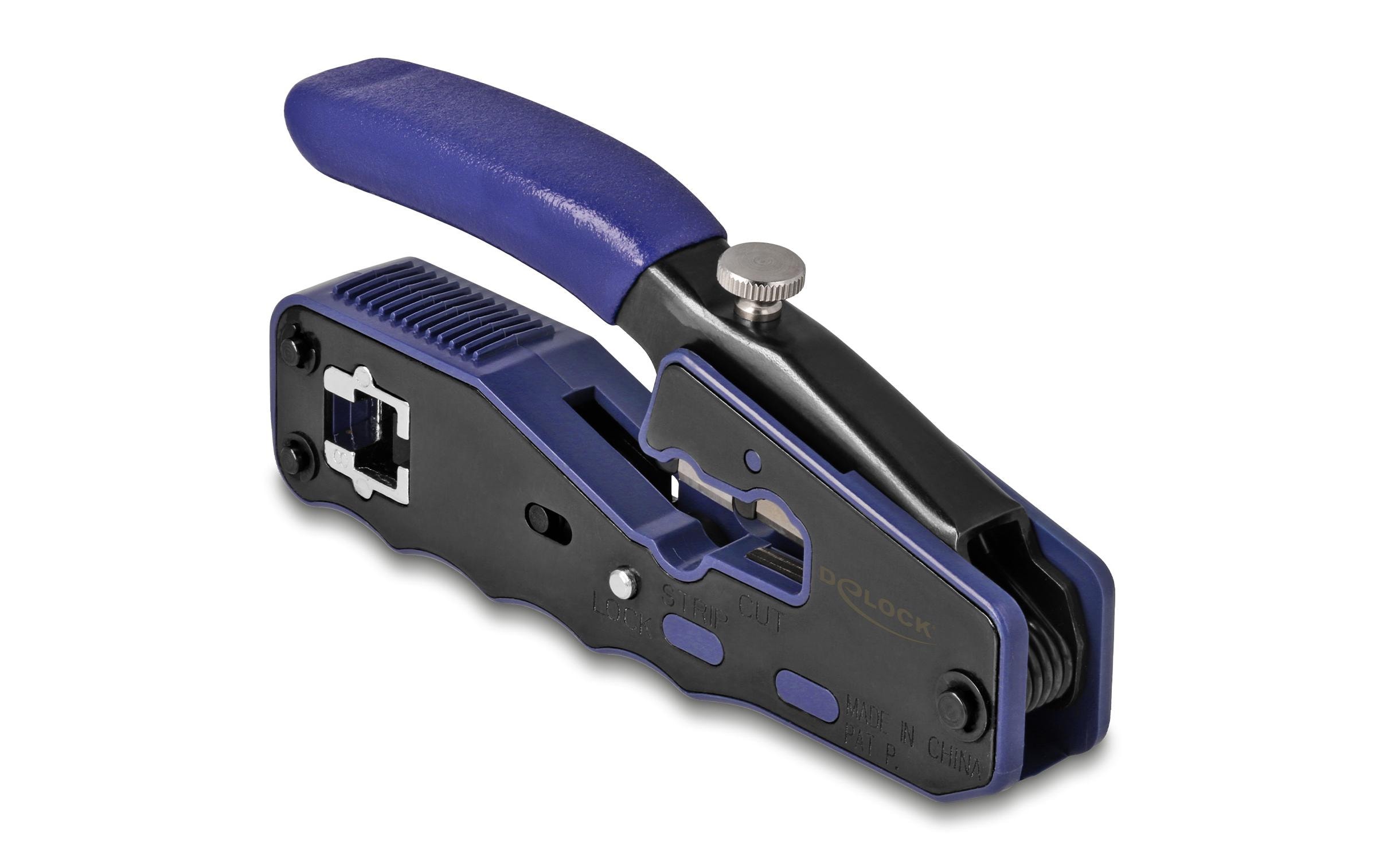 Crimpzange für 8P/ RJ45 ModularsteckerDelock Crimpzange für 8P/ RJ45 Modularstecker mit Klinge und Abisolierer (Easy-Connect)
