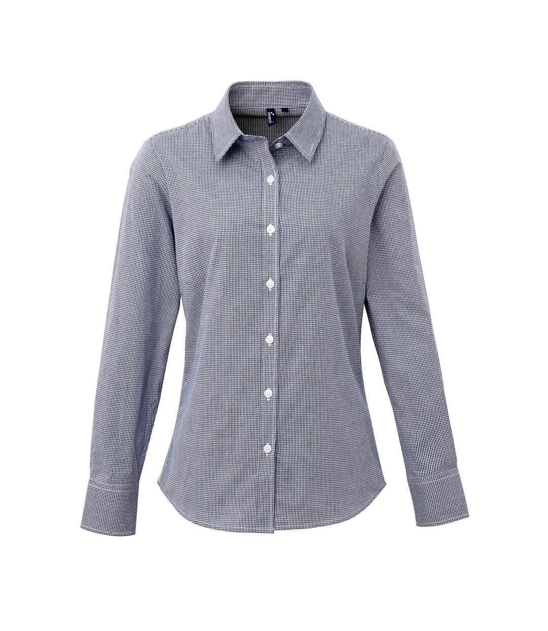 Premier Microcheck - Chemise à manches longues - Femme (Bleu marine/Blanc) - UTRW5523