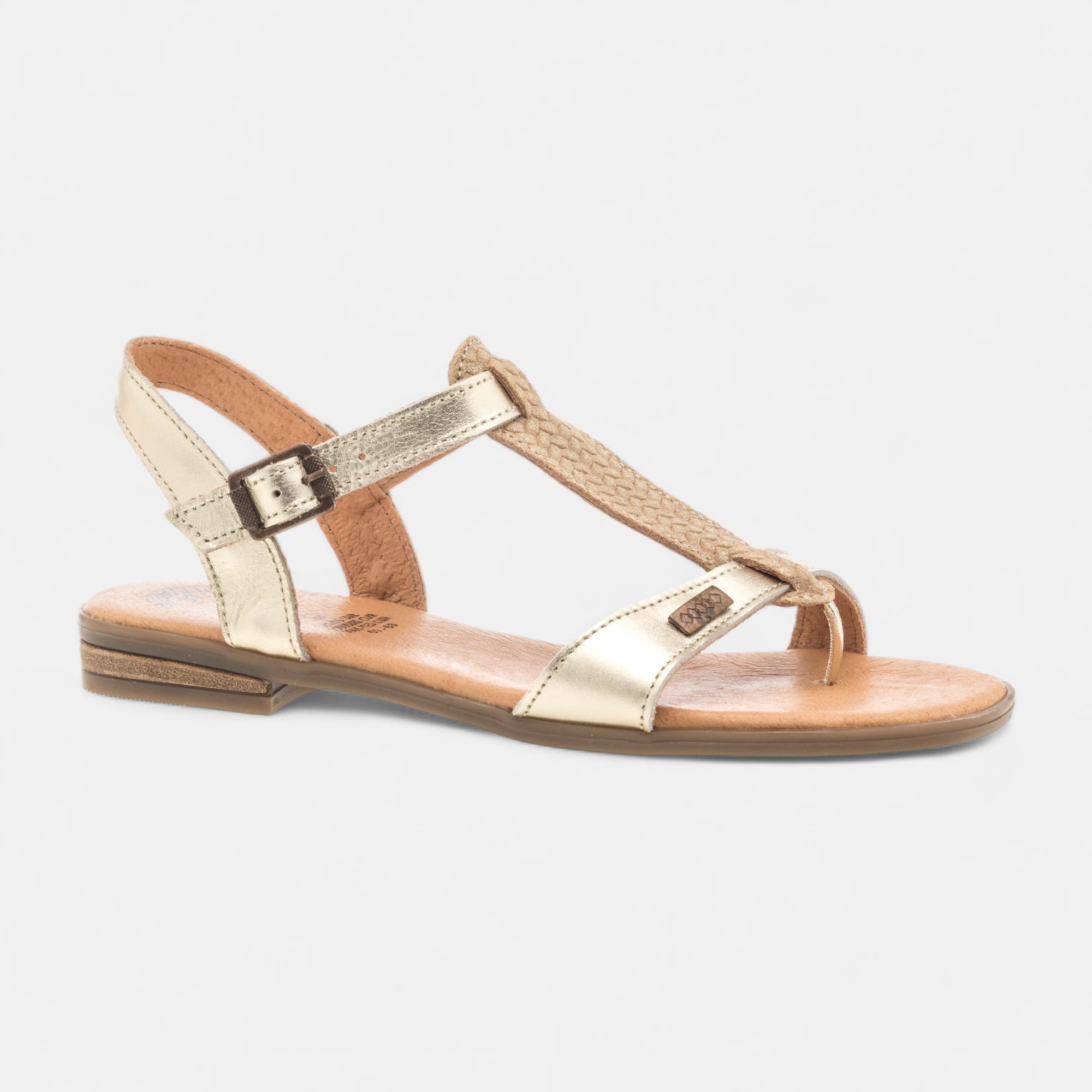 Nu-pieds Femme en cuir or