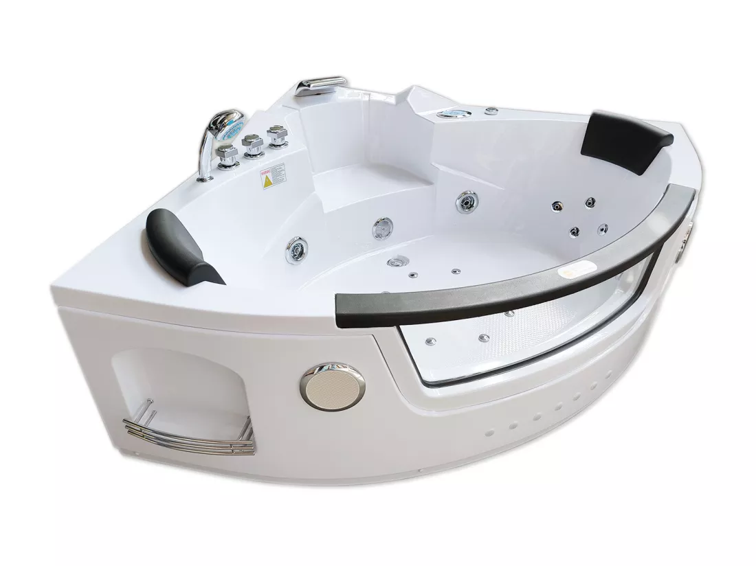 Baignoire Hydromassage Chromotherapie 140 X 140 cm avec chauffage et double pompe 20 jets – Camelia