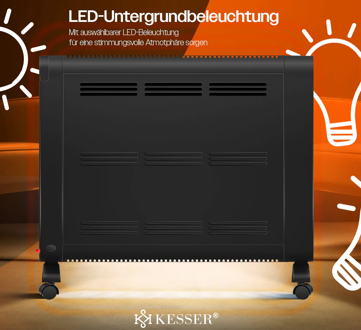 KESSER® Konvektor Premium 1200W ECO 2400W Power Mode Heizstufen Thermostat Elektroheizung WiFi App & Fernbedienung Touch-Display Timer mobiles Heizgerät Energiesparend Überhitzungsschutz