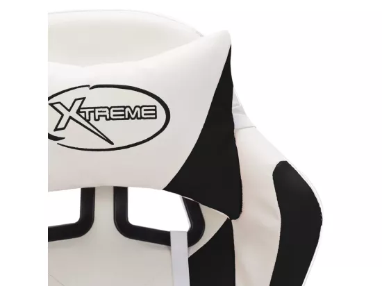 Fauteuil de jeux vidéo avec LED RVB Blanc et noir Similicuir