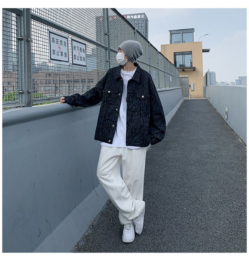 Oakjam - Oversized denim jack met zebraprint