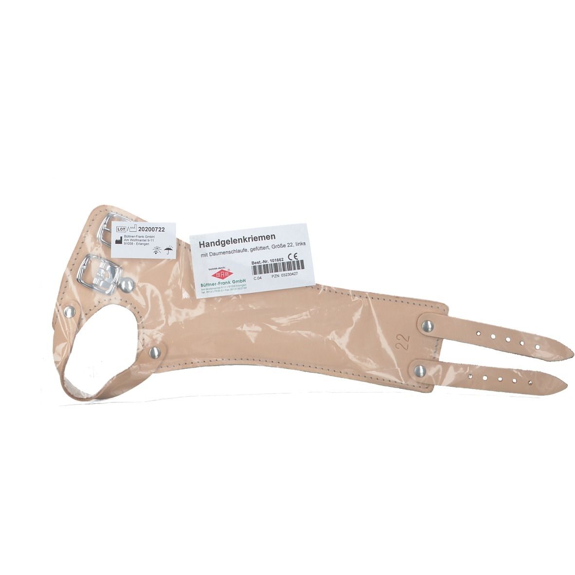 FRANK® Handgelenkriemen aus Leder mit 2 Schnallen Gr. 22 links