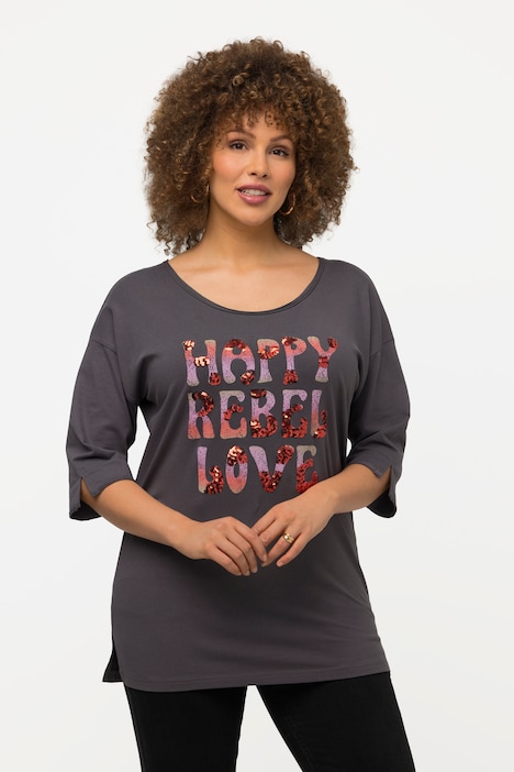T-Shirt, Schriftmotiv, Oversized, Rundhals, Halbarm