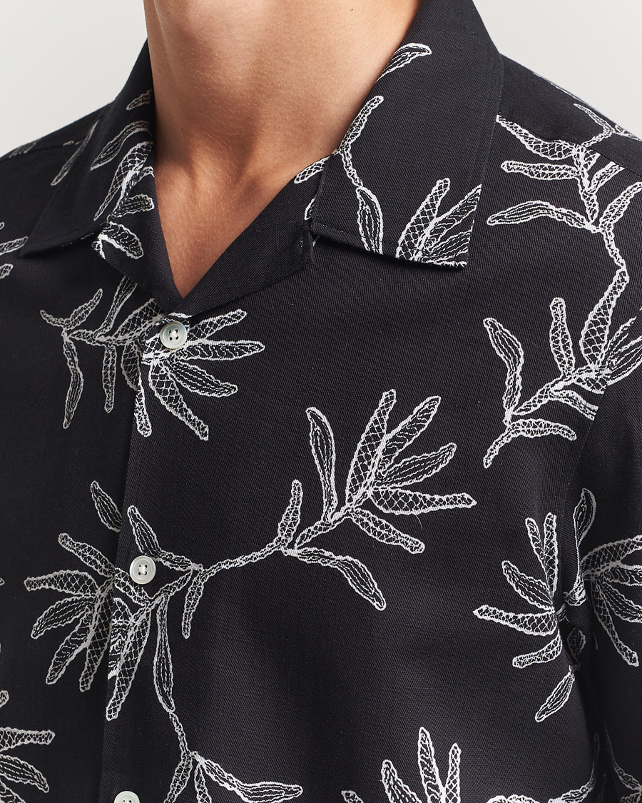 NN07 Ole Printed Cotton/Lyocell Resort Shirt Black