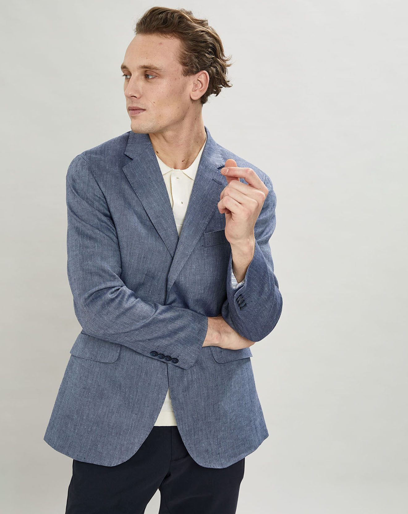 Hackett London Veste en Lin mélangé Armur imprimé chevon  bleue