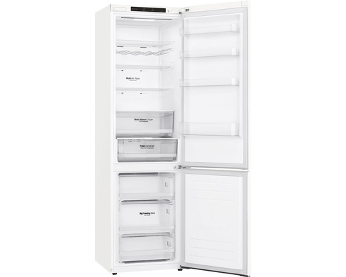 LG GBB62SWGGN koel-vriescombinatie (B x H x D): 59,5 x 203 x 68,2 cm; Koelgedeelte: 277 l; Vriesgedeelte: 107 l; Capaciteit: 5 flessen
