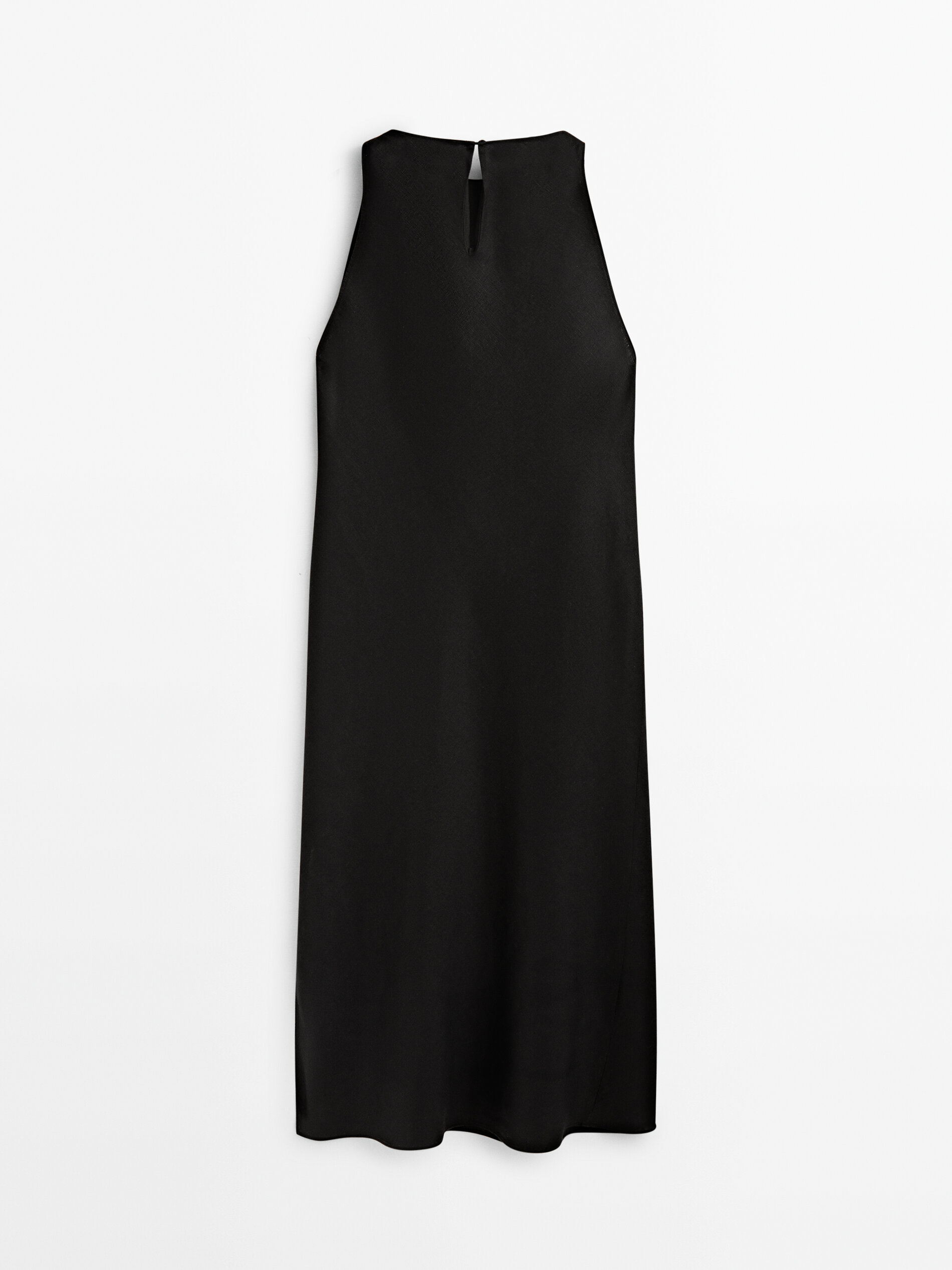 Vestido de linho com decote halter - PRETO