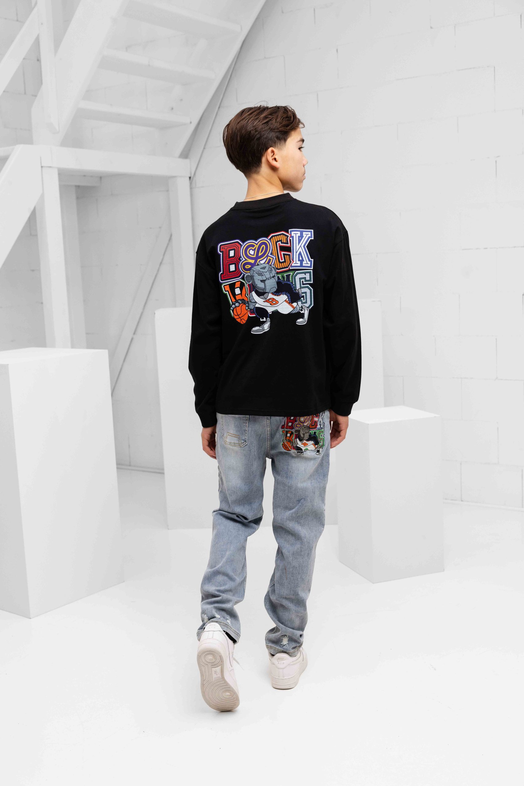 Black Bananas Dribble Longsleeve T-Shirt Kids Zwart