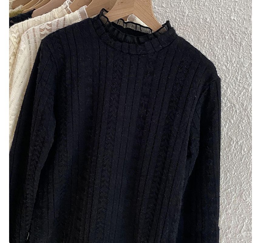 Essere - Gebreide top met nephals en kanten rand