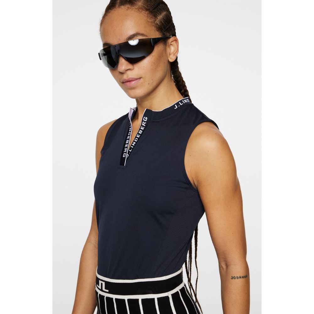 Leya Sleeveless Pique Dame Navy