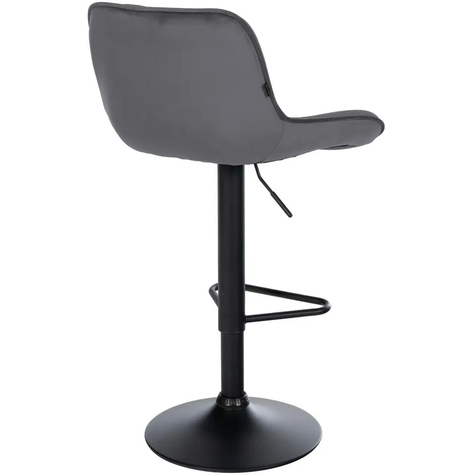 CLP Barkruk Kasson zwart Frame - Fluweel - donkergrijs
