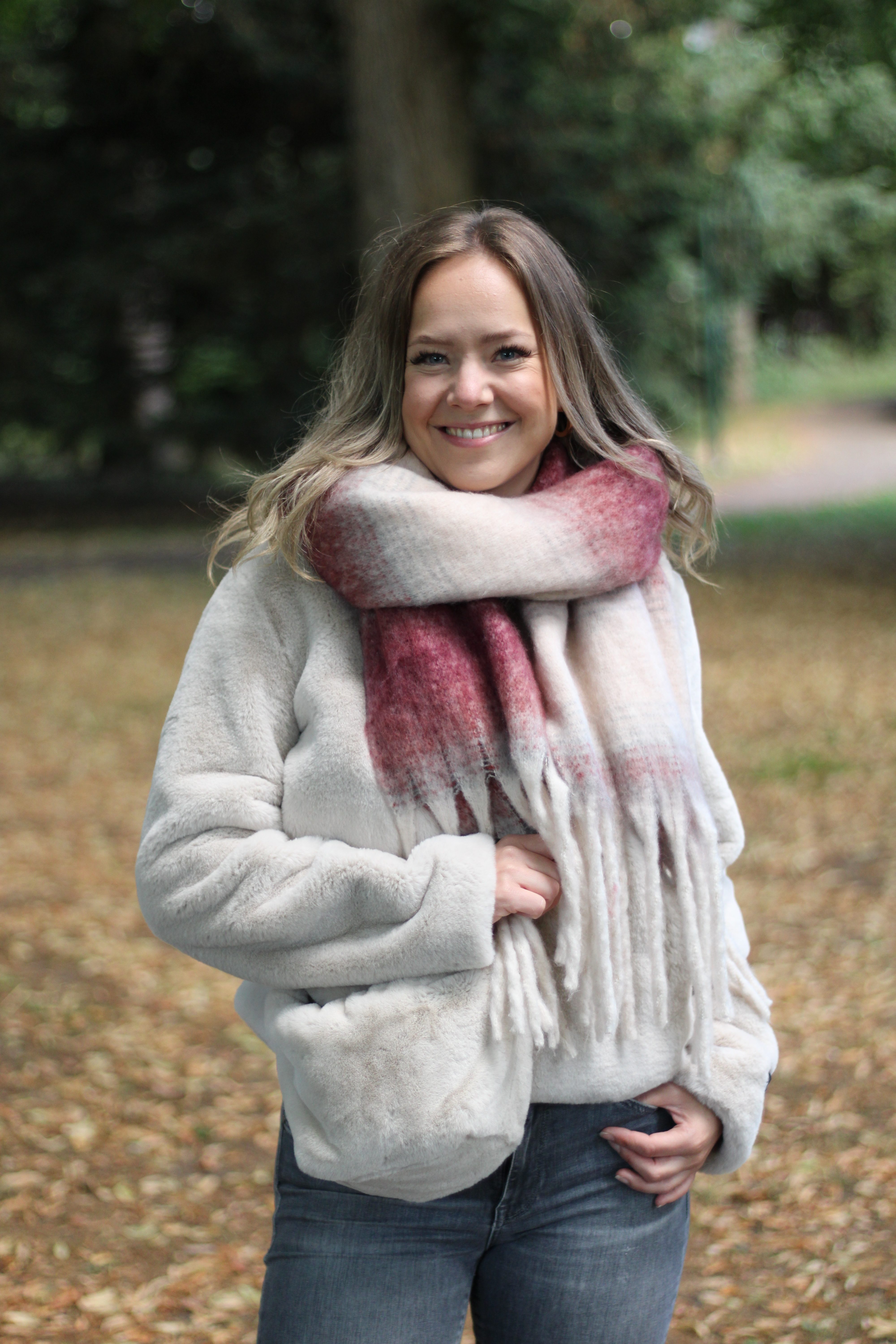 Rino & Pelle - Erica Checked Scarf - Sugar Plum/Birch