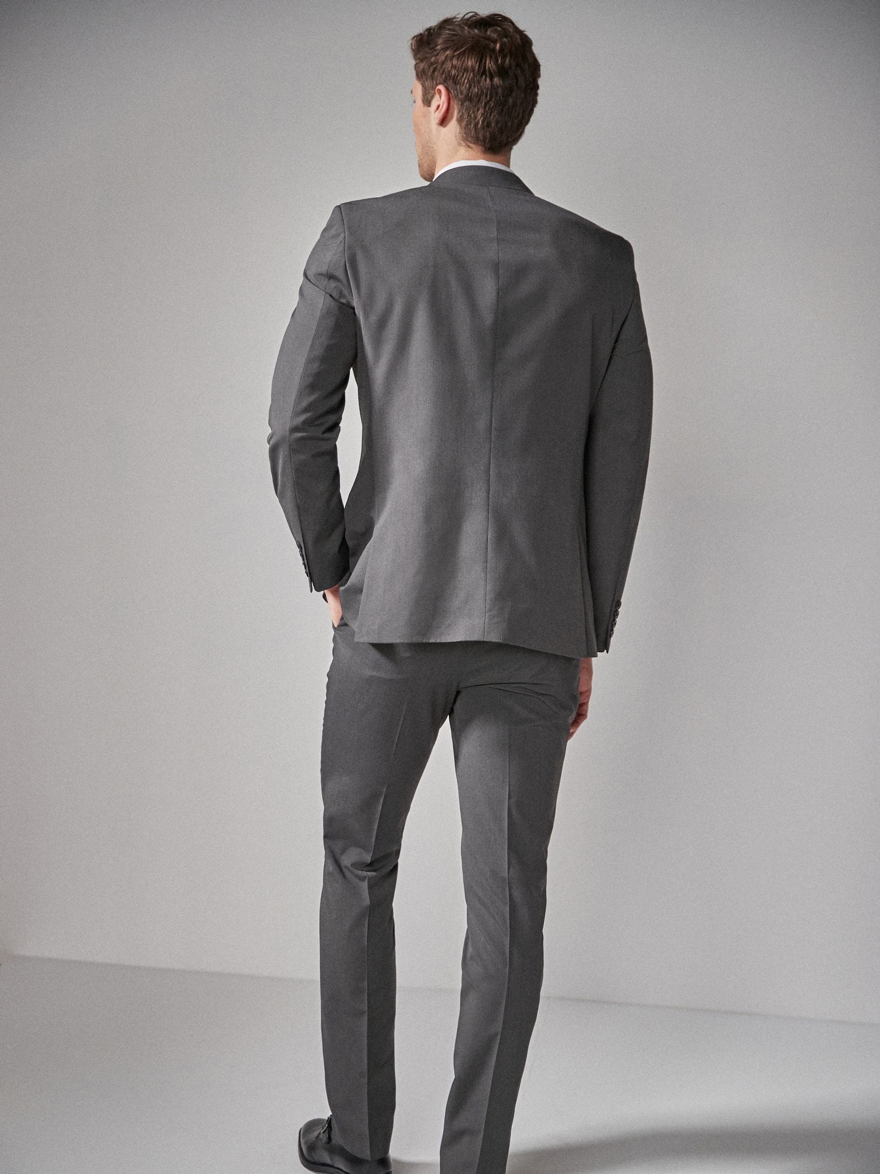 Antraciet - Tailored fit - Kostuum met twee knopen: colbert