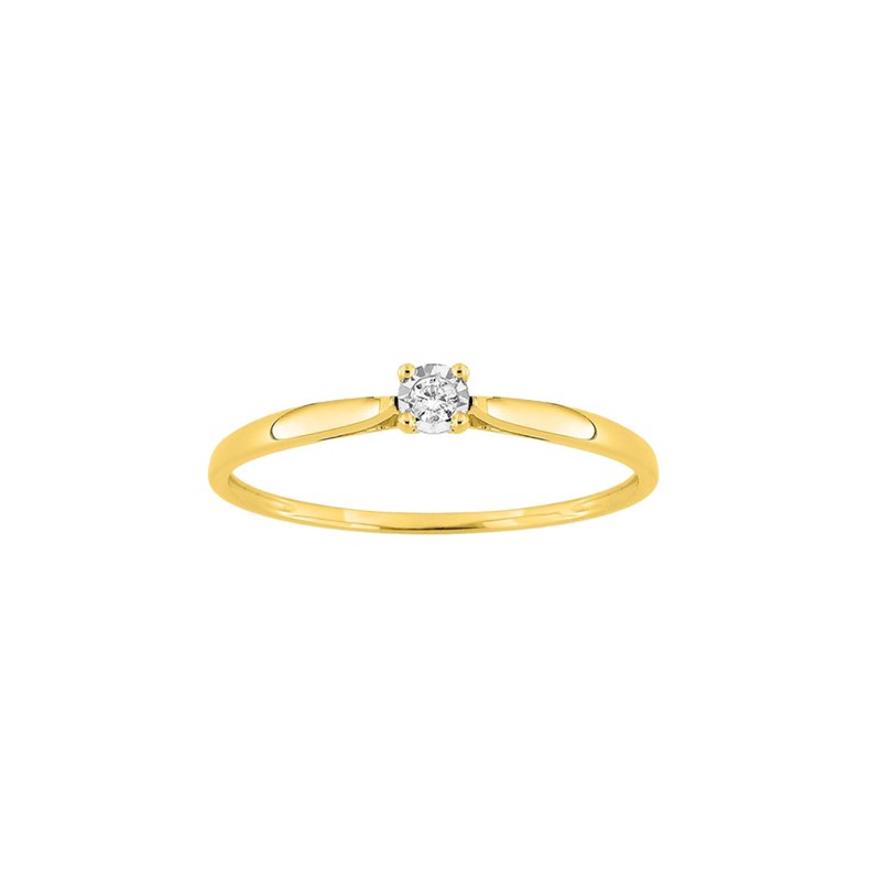 Bague Femme - Or 9 Carats - Diamant 0.030 Carats