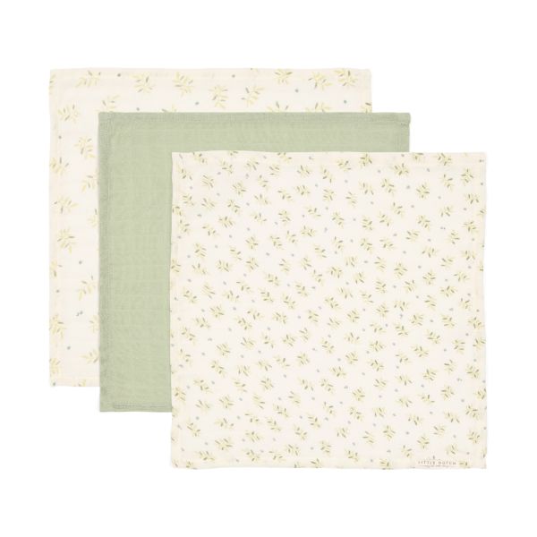 Little Dutch Monddoekjes Set Hydrofiel - Blueberry Leaves & Sage - 25x25 cm