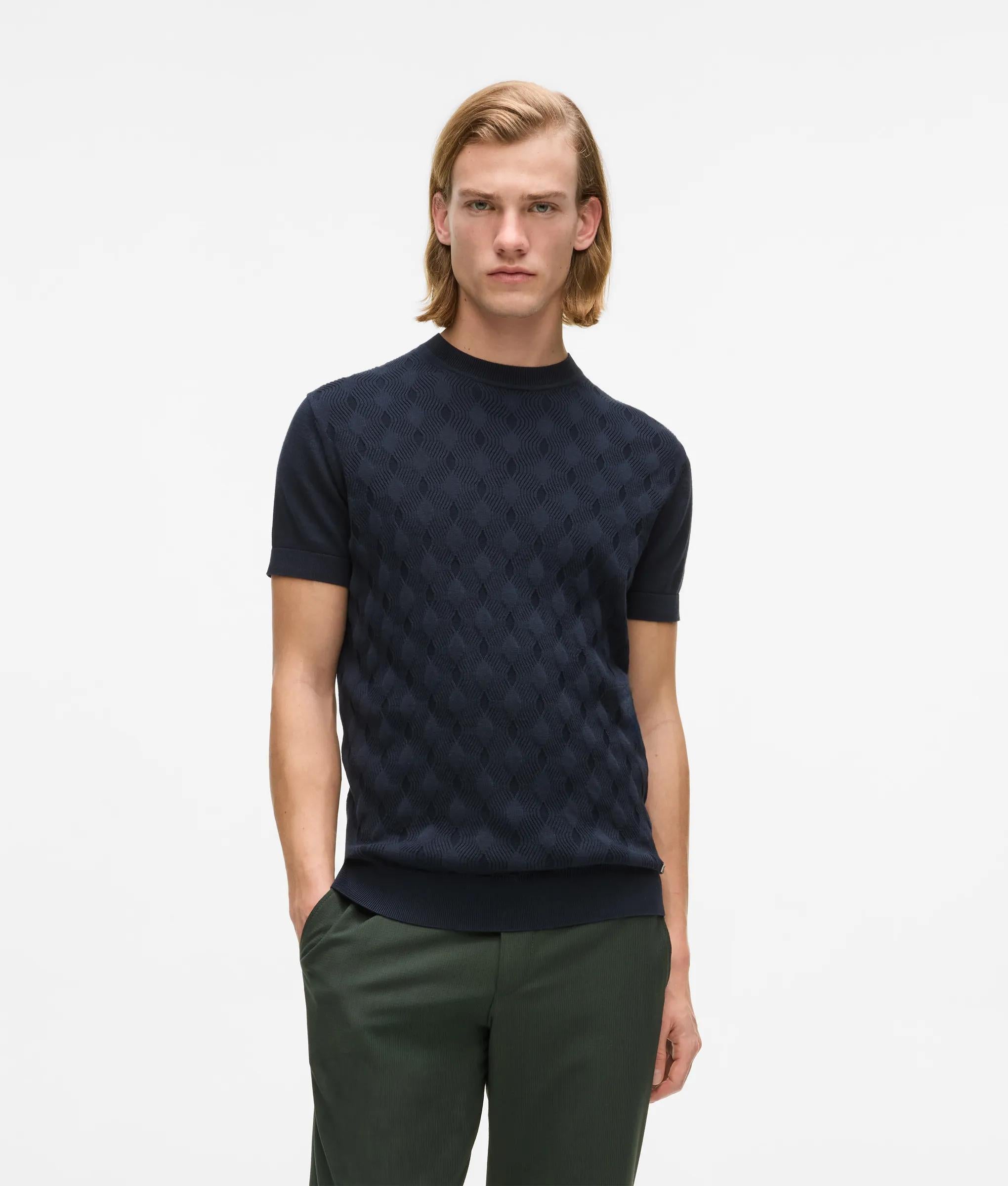 Sweater met korte mouwen van textuurstof