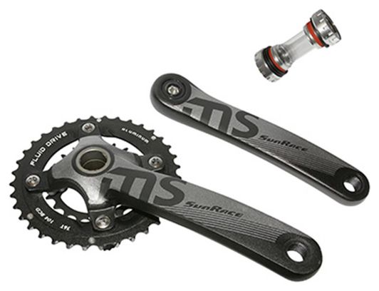 PEDALIER VTT SUNRACE 10V. MS10 ALU NOIR 175mm 40-30-22 INTEGRE AVEC CUVETTE