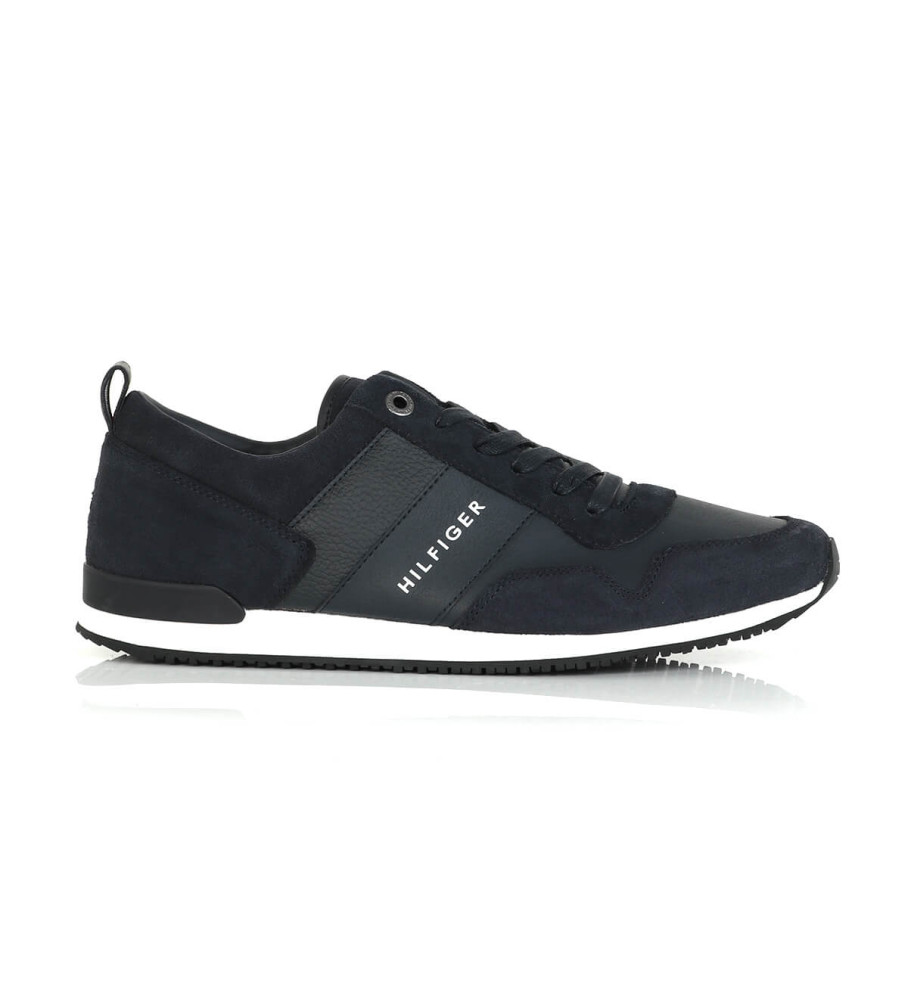 Tênis Tommy Hilfiger de couro azul-marinho